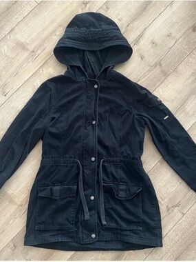 Hollister Black Hooded Utility Jacket - Women